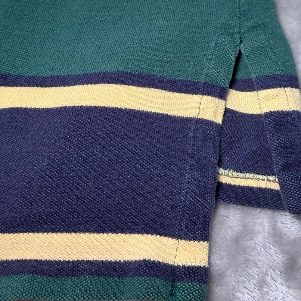 Vintage Polo Ralph‎ Lauren BIG Mens Size 2XL Polo Shirt Green Striped Pique USA